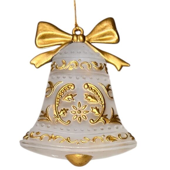 Frosted Acrylic Christmas Tree Ornaments 6 Piece Set Vintage With Gold Detail - Picture 9 of 13